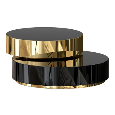 Glass round coffee table with marble surface for living room — Ver 1