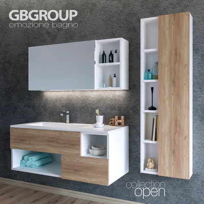Комплект мебели для ванной OPEN 01 + Аксессуары для ванной комнаты — Вид 2