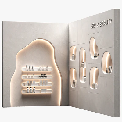 Modular Niche Shelves in the wall. Cosmetics shop. Backlit wavy beauty salon. — Вид 3