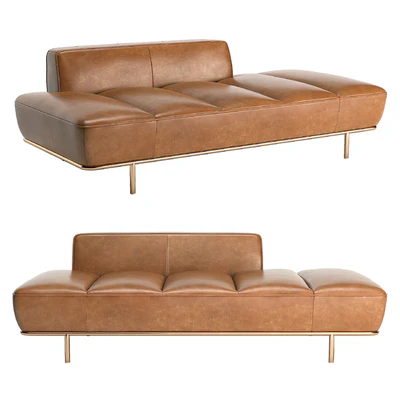 CB2 Lawndale Saddle Leather Daybed With Brass Base — Вид 1