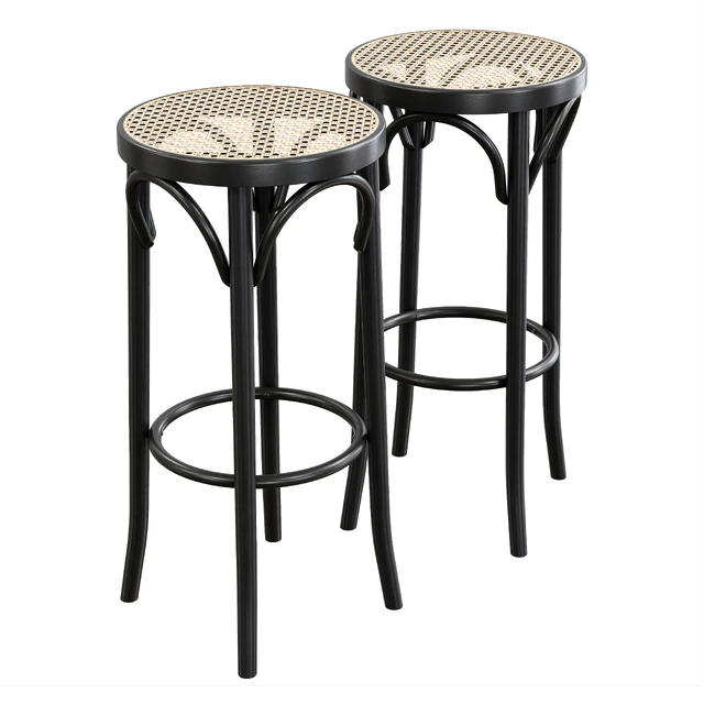 Pamono - Mid-Century Cane & Bentwood Stools by Michael Thonet — Скачать