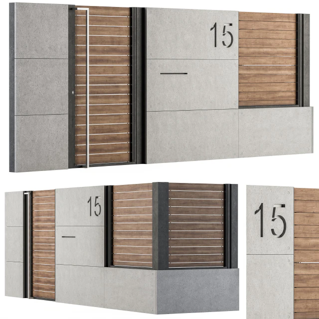 Concrete and Wood Fence Set 02 — Скачать