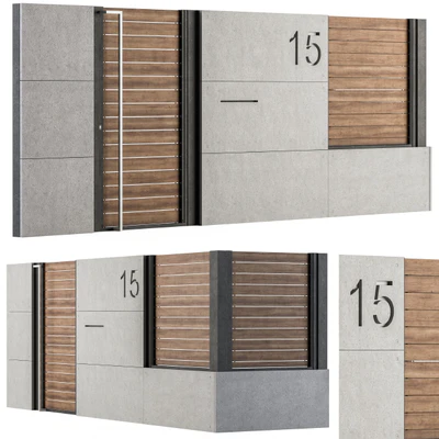 Concrete and Wood Fence Set 02 — скачать