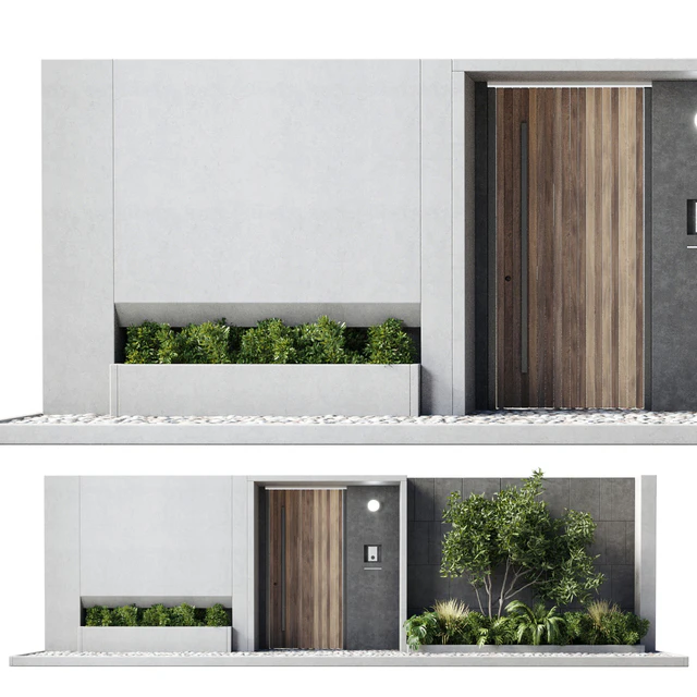 Door outdoor entrance and fence and graden 05 — Descargar