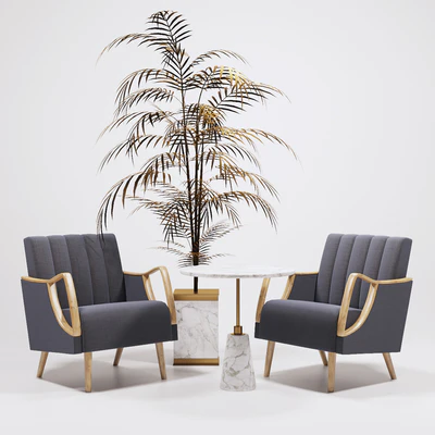 Horta Fauteuil Armchairs golden tree and table Arteriors — Ver 1