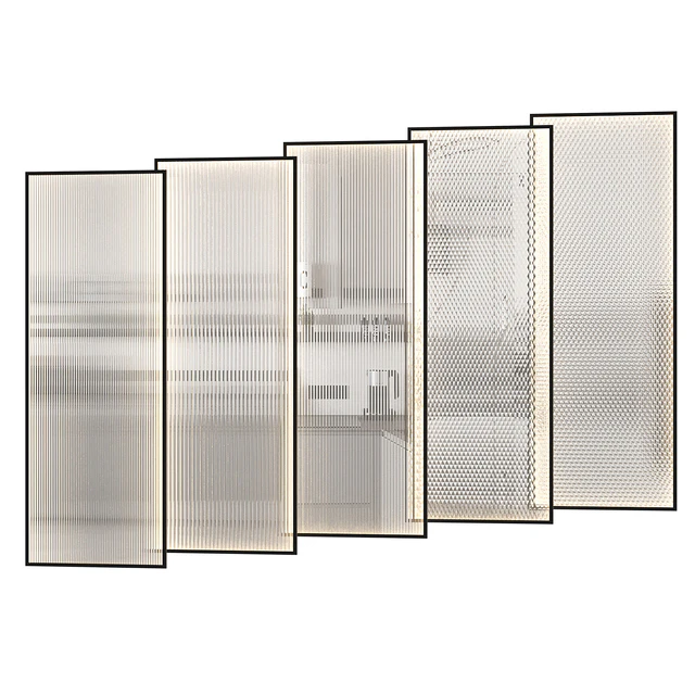 Partitions made of ribbed glass with lighting. — Descargar