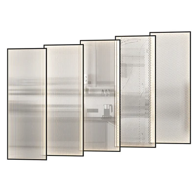 Partitions made of ribbed glass with lighting. — Ver 1