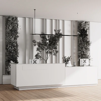 Reception Desk and Wall decor - office furniture 22 vray — Ver 4