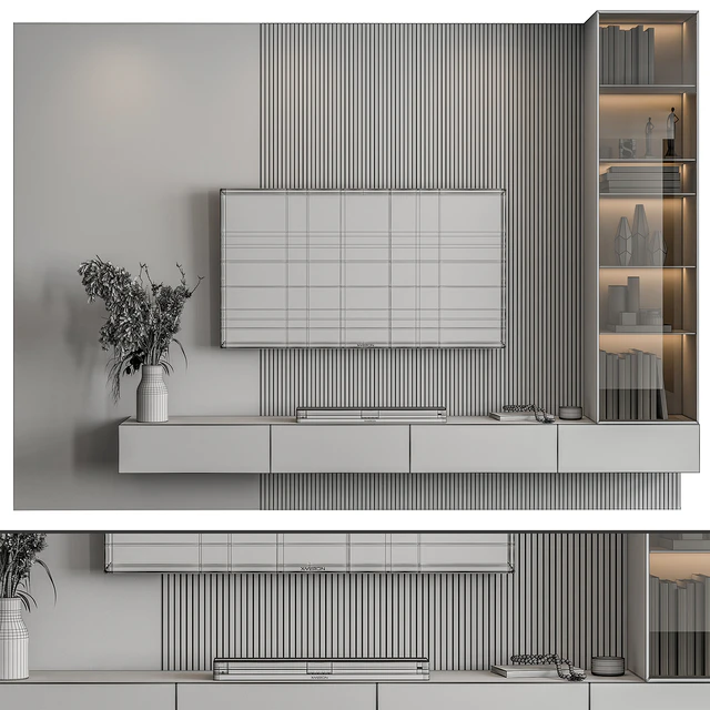 TV Wall Marble Wall and Wood - Set 41 — Descargar
