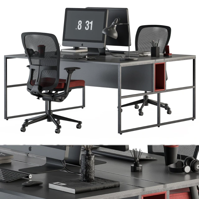 employee Set Red and Black - Office Furniture 245 — Descargar