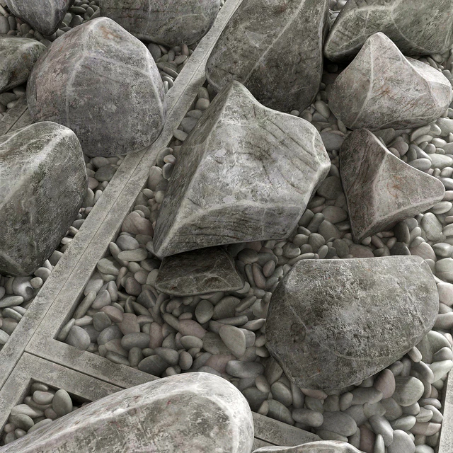 Flowerbed pebble rock decor street — Descargar