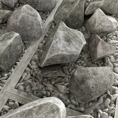 Flowerbed pebble rock decor street — Ver 4
