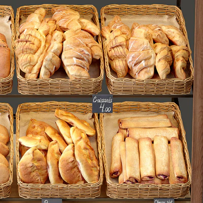 Showcase with pastries for shop and cafe. Bread — Ver 5