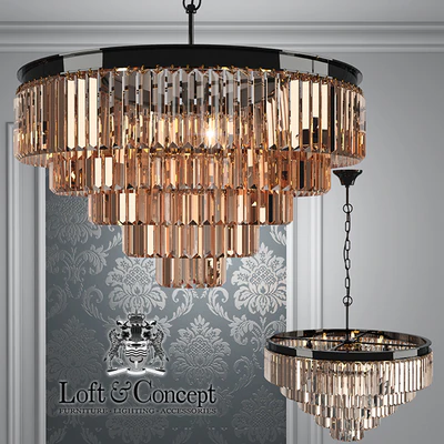 Люстра RH 1920s Odeon Smoke Glass Fringe Chandelier - 5 rings — Вид 1