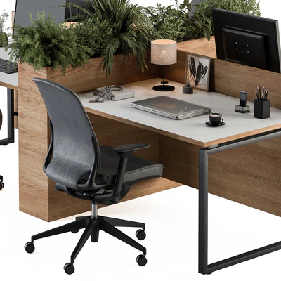 Employee Set Wood and Black Plant Box Divider - Office Furniture 336 — Ver 6