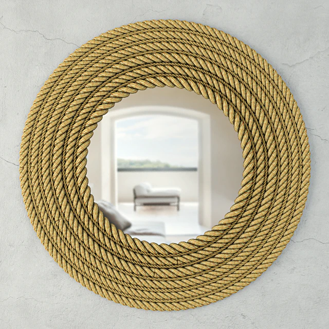 Large Round Jute Wall Mirror — Descargar