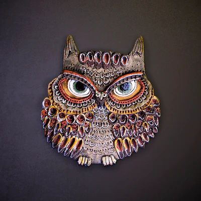 Ceramic panel "Owl" (3 pieces) — Ver 1
