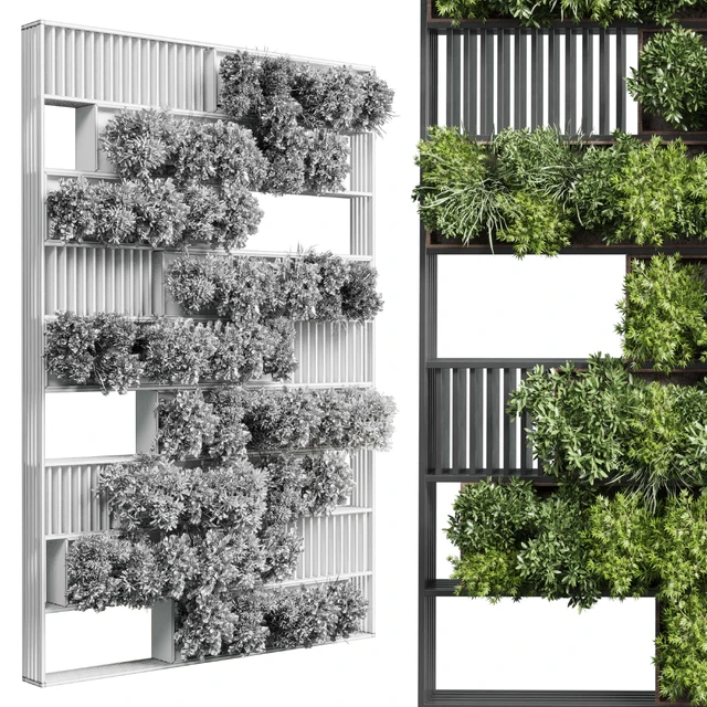 plants set partition in wooden frame - Vertical graden wall decor box 35 — Скачать