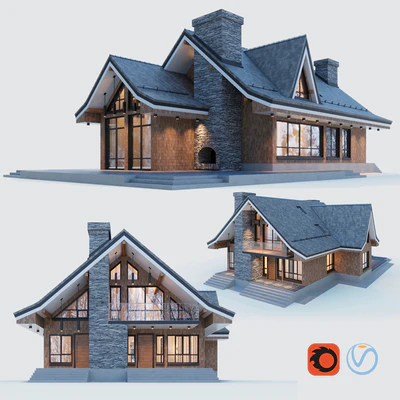 Modern half-timbered house with a residential attic — Ver 1