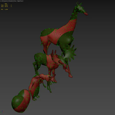 Topiary "Bacho" Giraffe Elk Calf Penguin and Heart — Ver 5