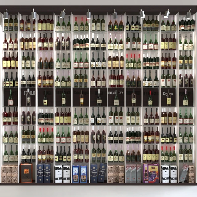 Large wine cabinet with collection wine. Alcohol — Descargar