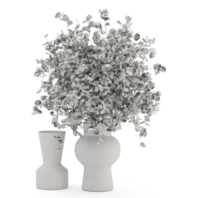 Plants Bouquet Collection In Concrete Pots - Set 1449 — Скачать
