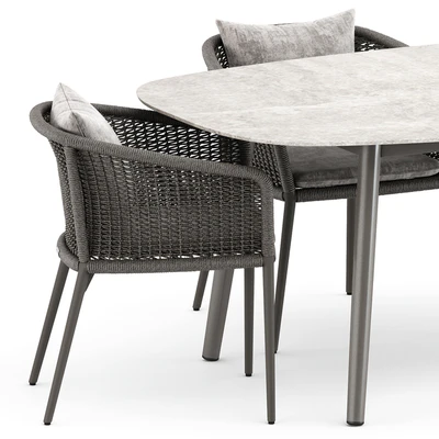 Knot armchair by Janus and Ellisse table by Varaschin — Ver 4