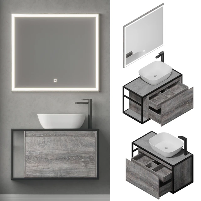 Nova Lite Loft 90 R / L white / rochelier / rustic oak (1 drawer) — Descargar
