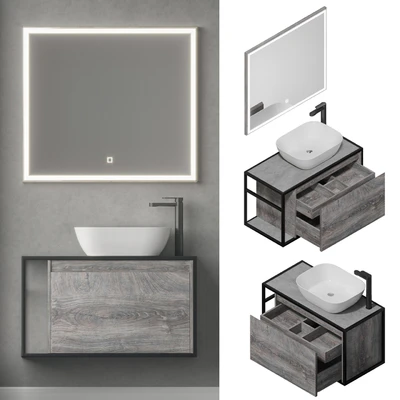 Nova Lite Loft 90 R / L white / rochelier / rustic oak (1 drawer) — Ver 6