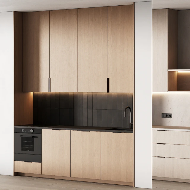 452 modern kitchen 17 mini kitchen 04 wood japandi in 2 options — Скачать