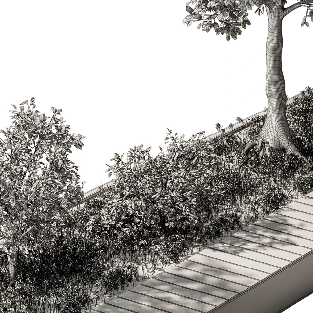 Urban Furniture / Architecture Bench with Plants- Set 24 — Descargar