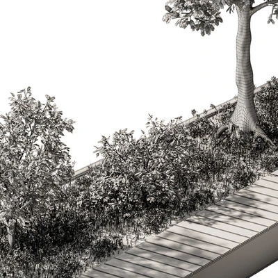 Urban Furniture / Architecture Bench with Plants- Set 24 — Ver 6