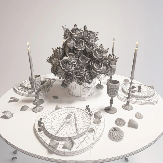 Table setting with roses/Сервировка стола с розами — Скачать