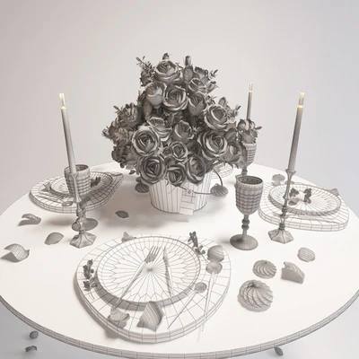Table setting with roses/Сервировка стола с розами — Вид 2