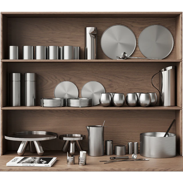 059 Kitchen decor set DISHES aluminum 01 — Descargar