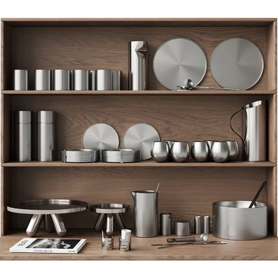 059 Kitchen decor set DISHES aluminum 01 — Ver 1