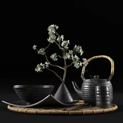 Eastern tableware with flowers — Ver 5