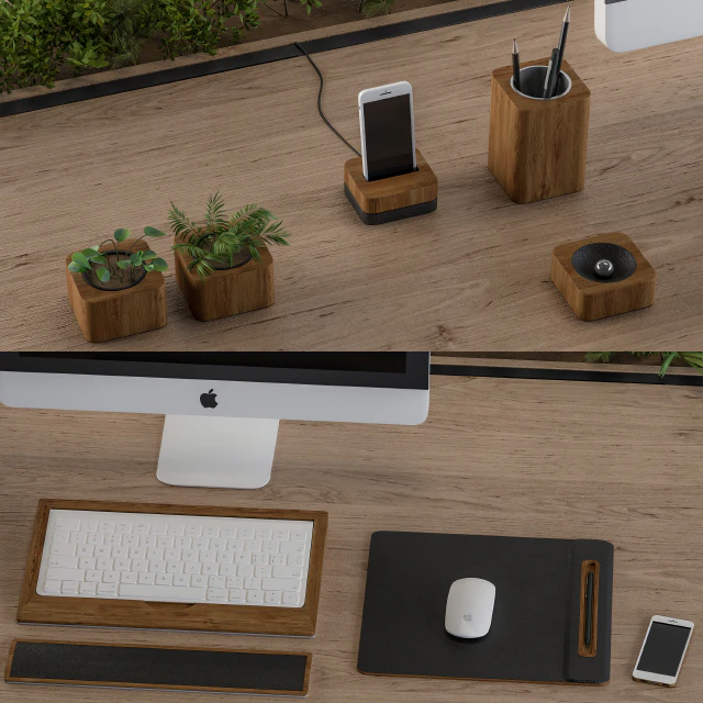 Office Furniture Wood and black set — Скачать