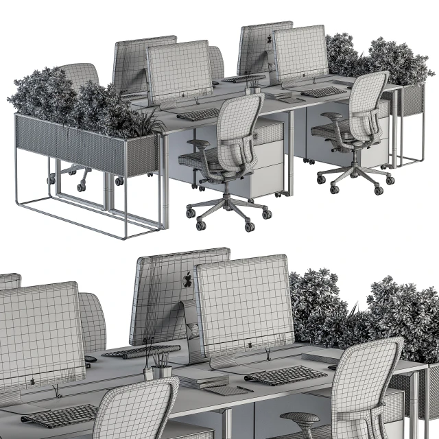 Office Furniture - employee Set - Plants Box Divider 34 — Descargar