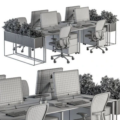 Office Furniture - employee Set - Plants Box Divider 34 — Ver 4
