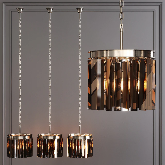 Restoration Hardware 1920S ODEON RHYS SMOKE GLASS PRISM ROUND CHANDELIER 12 Nickel — Скачать