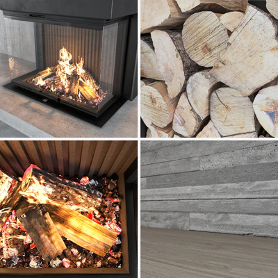 Decorative wall with fireplace set 12 — Ver 5