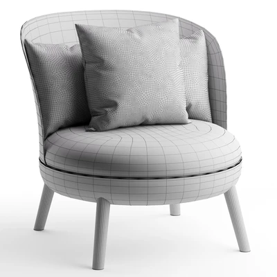 Armchair with ottoman Cherry, gray — Ver 3