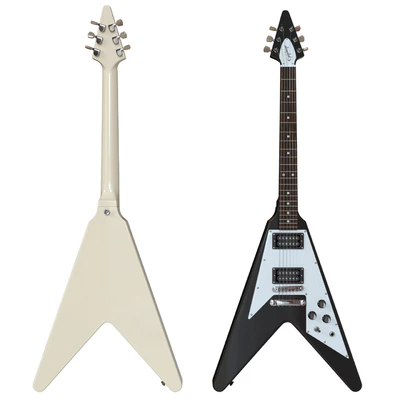 Electric Guitar Gibson Epiphone Flying V style black and beige — Ver 2