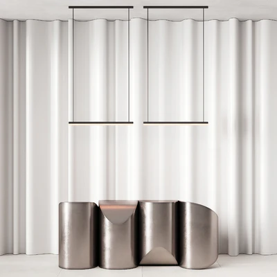 381 office furniture 19 reception desk 14 sculptural metal with wave wall — Вид 3