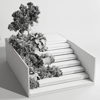 Entrance and exit stairs with furniture and garden 03 — Ver 3