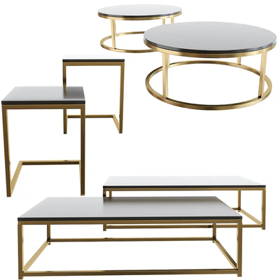 Smart Round & Rectangle Marble Coffee Table — Ver 1