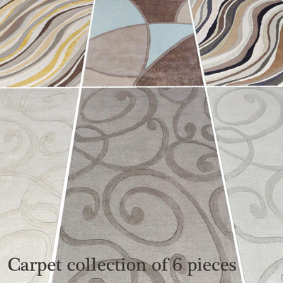 Carpet collection of 6 pieces, carpet set, rug, pattern, abstraction — Ver 1