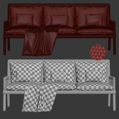 Rattan three-seater sofa DR53 / Three-seater rattan sofa — Ver 2