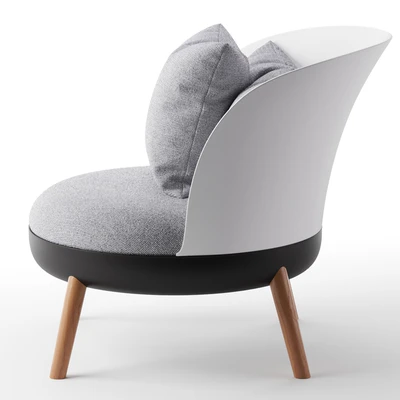 Armchair with ottoman Cherry, gray — Ver 4